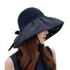 Summer  Women Bucket Hat Uv Protection Sun Hats Panama Cap Ponytail Caps