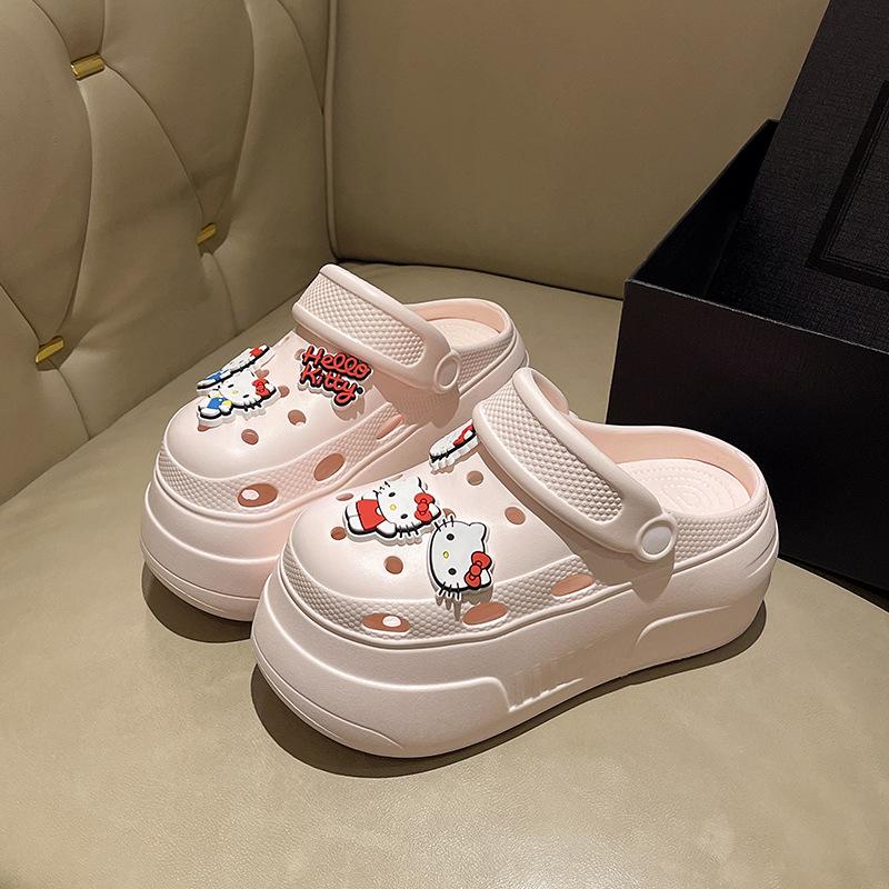 Hole shoes women's summer wear 2025 new thick-soled heightened non-slip beach shoes bag head sandals women