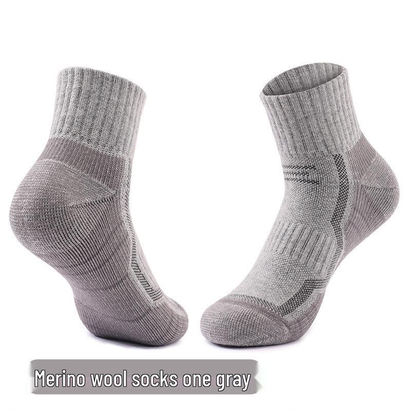 Merino Wool Non-Slip Sports Socks - Breathable, Wear-Resistant, Thick Terry Bottom for Running (Unisex)