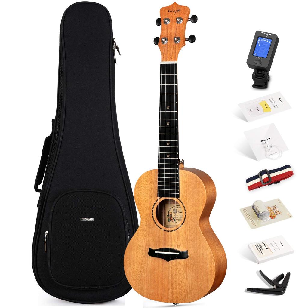 enya Konzert-Ukulele Anfänger-Set Enthält Ukulele-Aufbewahrung Ersatz und andere EUC-25D (Massives Mahagoni) (23 Zoll) - Tasche, Stimmgerät, Gurt, Saiten,