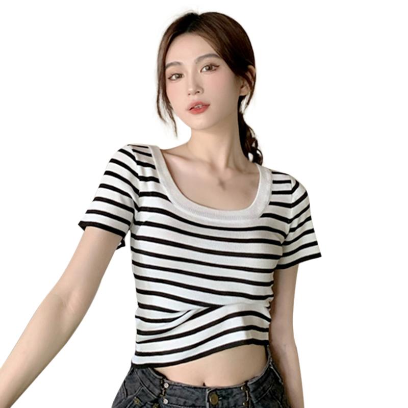 

Женские Топы Приталенные Милые Повседневные Простые Вязаные с Круглым Вырезом One Size