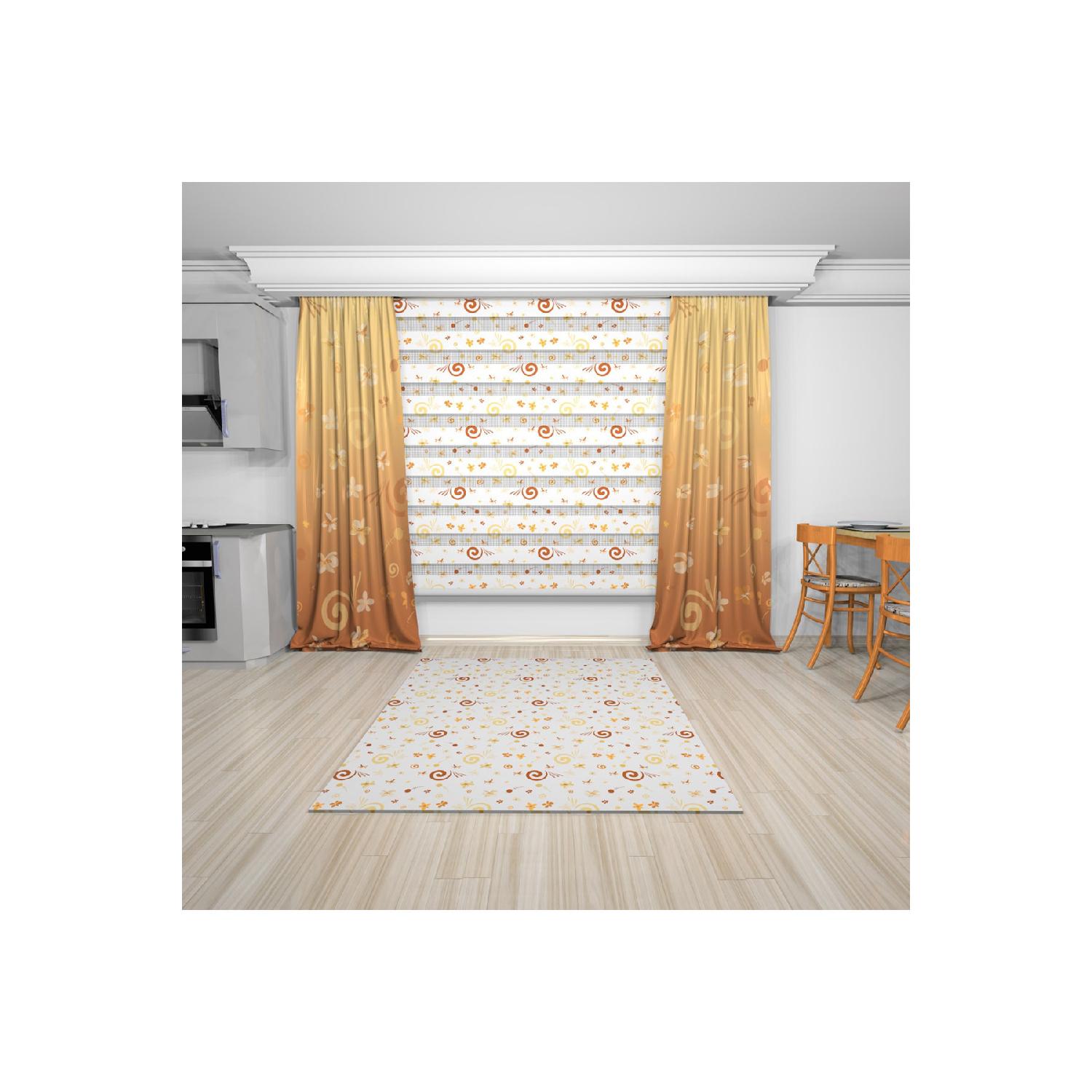 

Желтый градиентный пол и листья Печатный фон гостиной Занавес 100 x 180