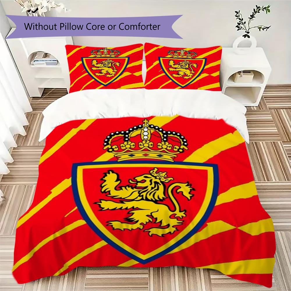 Real Zaragoza Pattern Bedding uilt Set uilt Cover Pillowcase Home Decoration Birthday Gift (1 * duvet cover + 2 * pillowcase without core)
