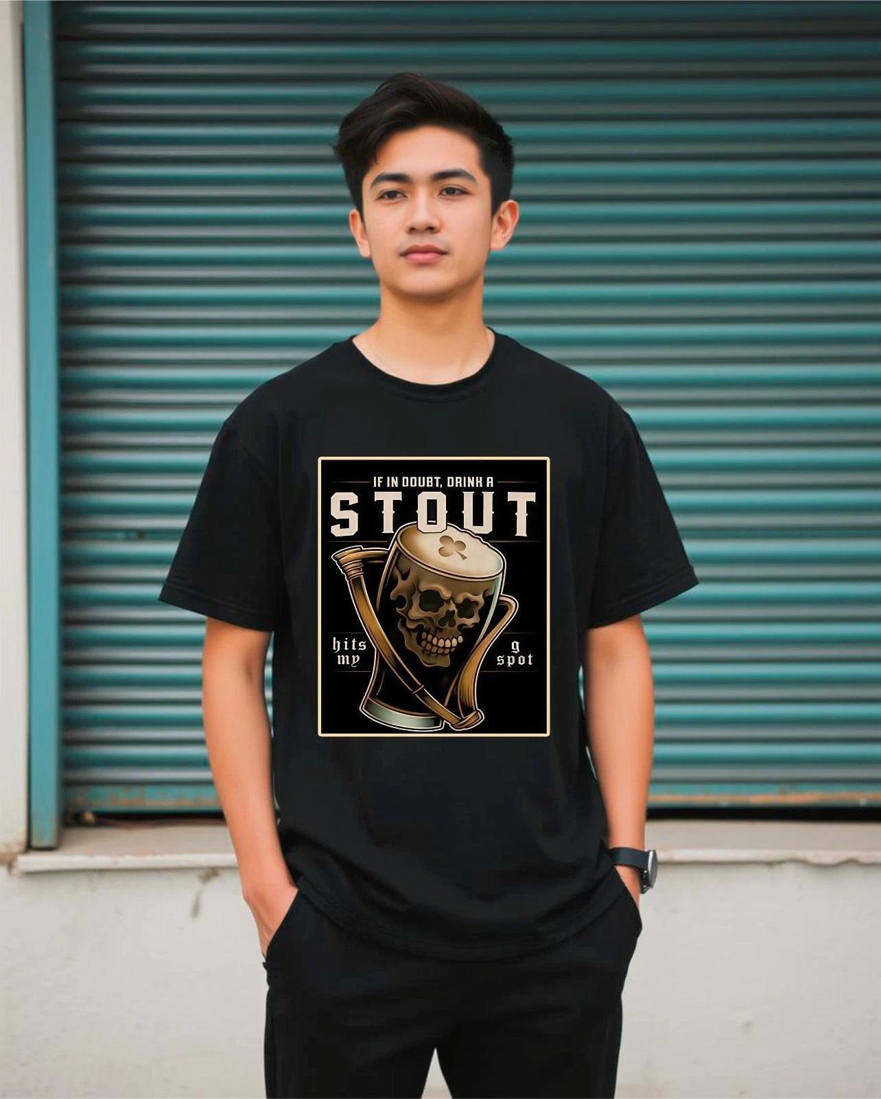 

Stout Skull Beer Mug Doubt Drink Men s Graphic Gift Tee T-Shirt 4XL