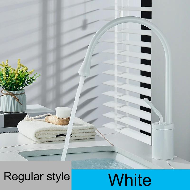 Modern Basin Faucet Brushed Gold Black Silver Faucet Deck Mounted 360 Rotation Basin Sink Tap Mixer Hot & Cold Brass Tap