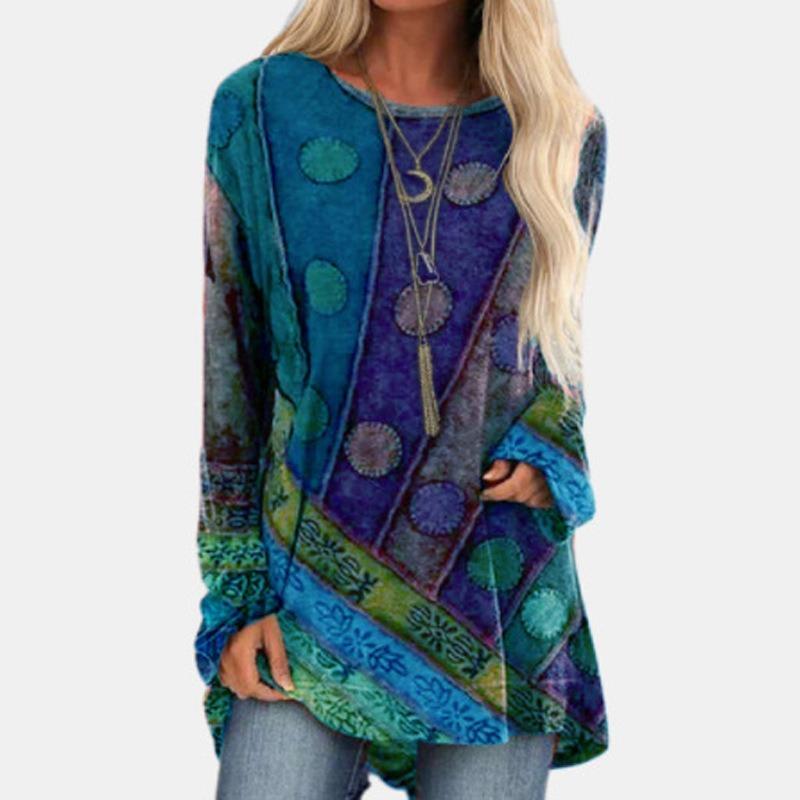 JPNTKY Women's Fashion Casual O-Neck Long Sleeve Blouses & Shirts