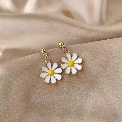 Malé, svěží a jednoduché náušnice se sedmikráskami, stříbro 925, korejská verze, módní, svěží a sladké náušnice se slunečnicí s temperamentem