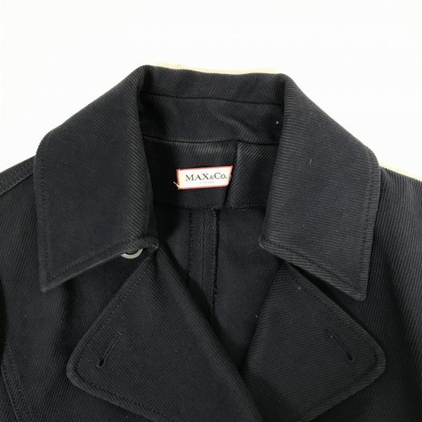 MAX&Co./100% Cotton Short Pea Coat/42/Women’s M/Navy/Center Vent/Simple Design(USED)