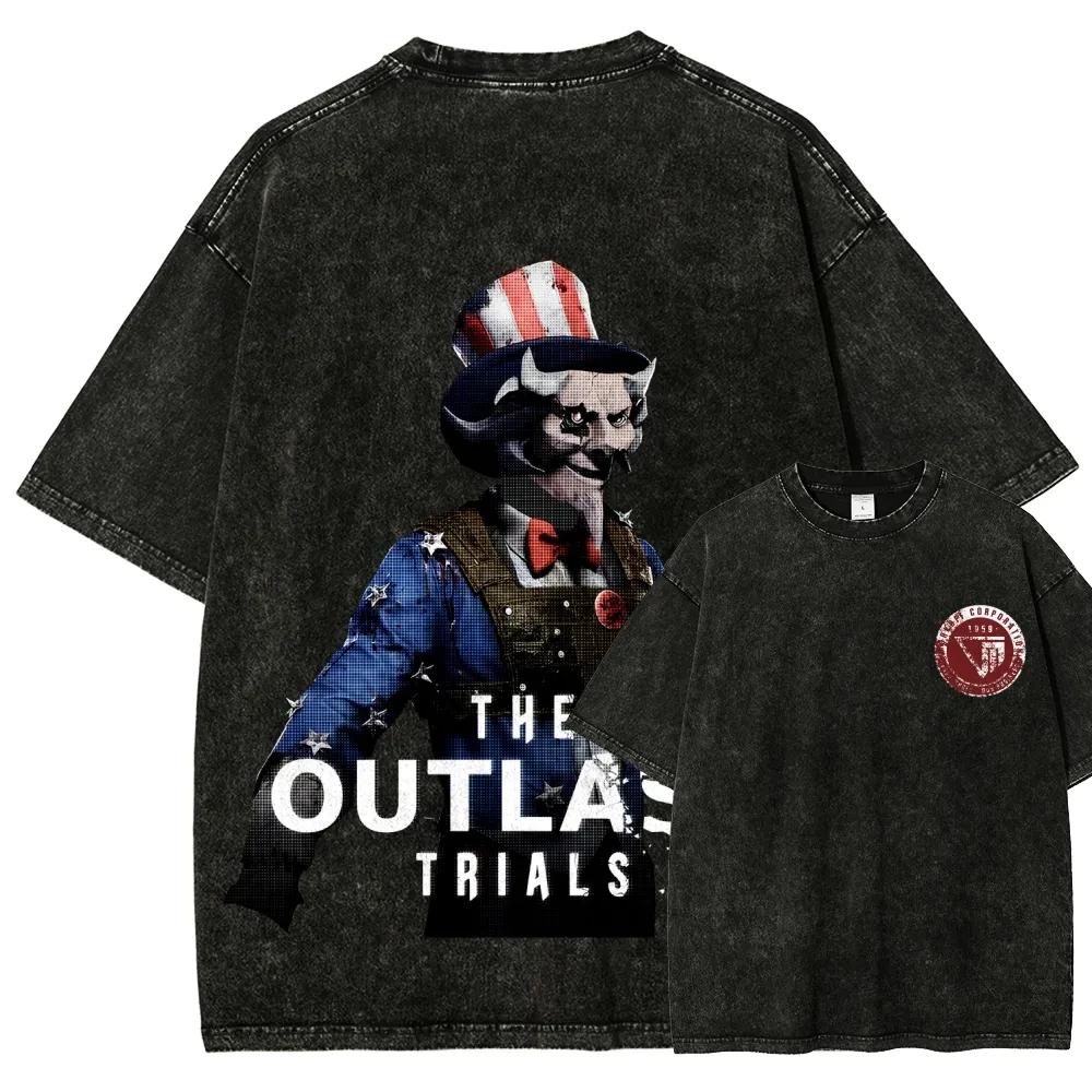 Gioco d'Azione Avventura Horror The Outlast Trials Stampa Grafica T-shirt Uomo Donna Streetwear Maglietta Oversize Cotone Lavato Retrò