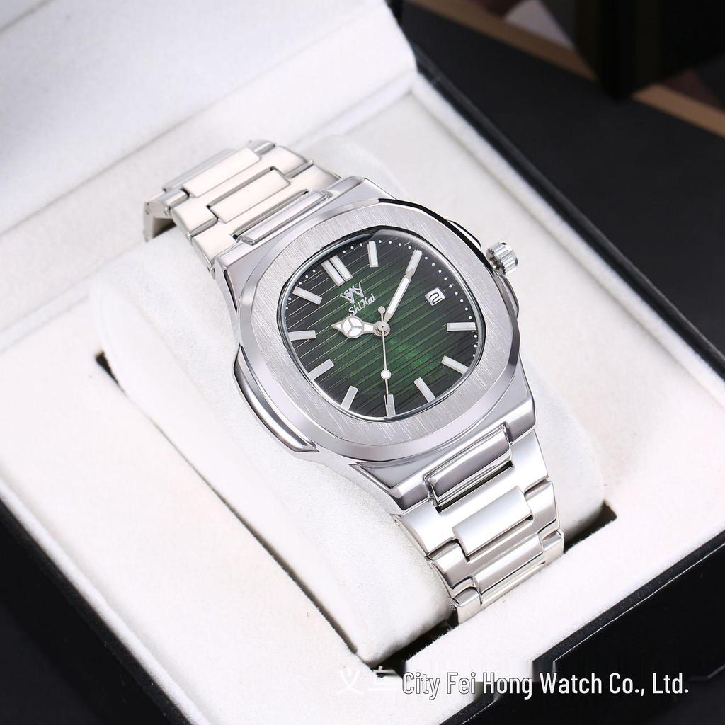 Men's Multifunctional Waterproof Quartz Watch with Steel Band and Luminous Display