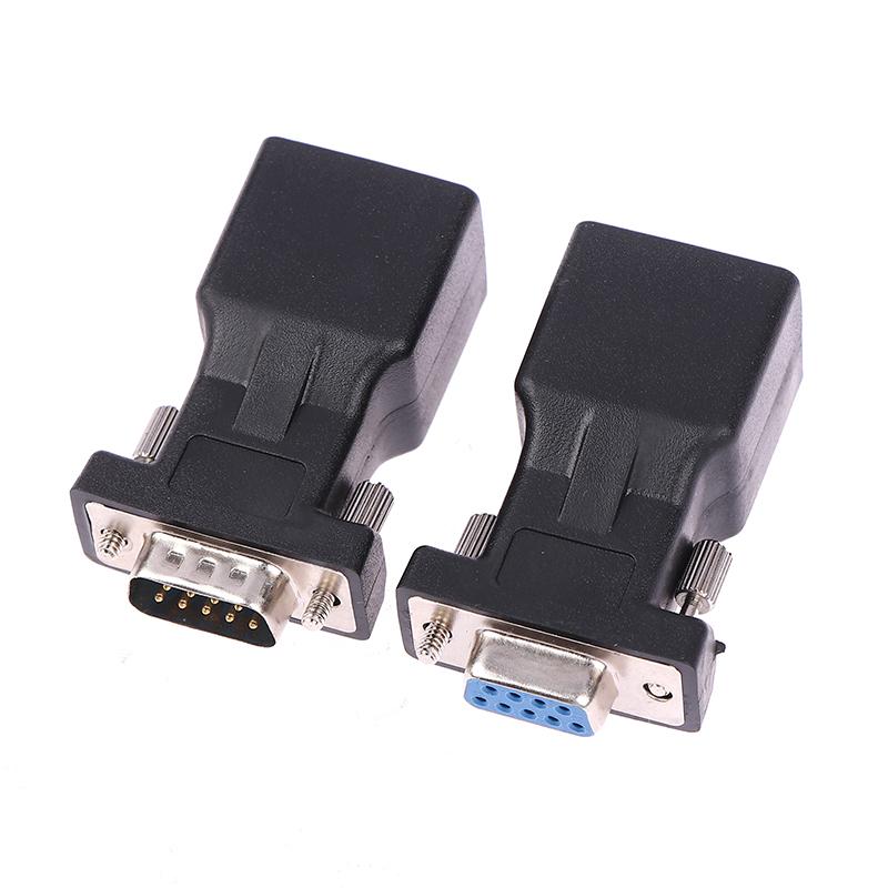1PC DB9 RS232 Male/Female To RJ45 Female Adapter COM Port to LAN Ethernet Port Converter