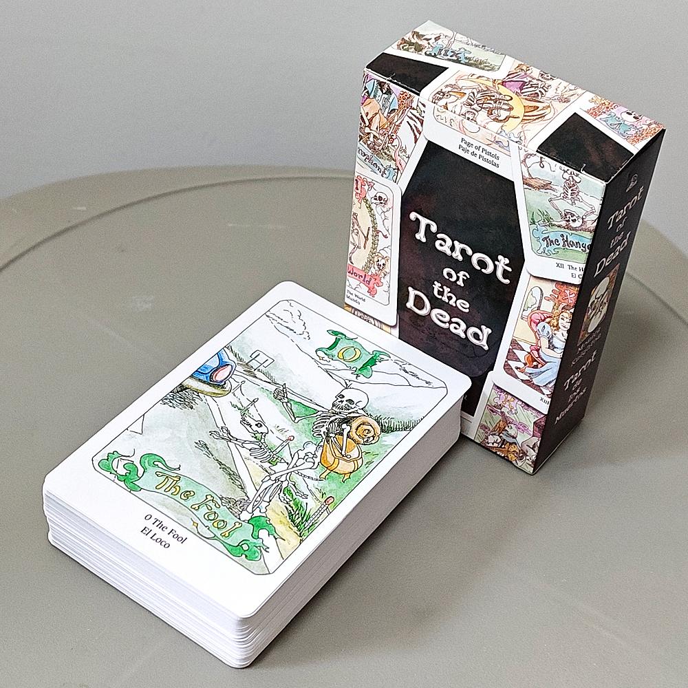 10.3*6cm Tarot of The Dead, 78 Skeleton Tarot Cards - Watercolor Skull Art Divination Tarot Deck for Tarot Reading