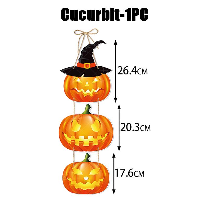 Halloween Hanging Door Sign Pumpkin Door Hanger Rustic Spooky Happy Halloween Wall Plaque for Indoor Outdoor Party Decoration