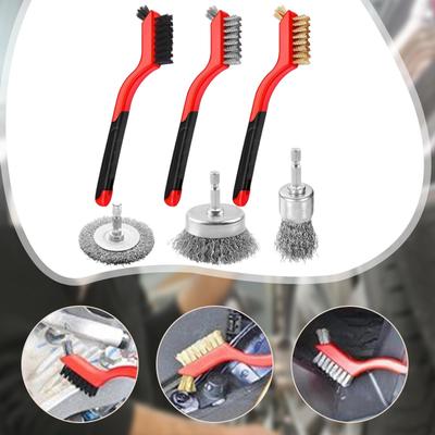 6Pcs Wire Brushes Set Handleheld Cleaning Supplies 1/4 Inch Hex Shank Wheel Brush Attachment