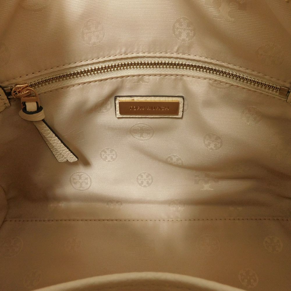 Used Thea Web Small Satchel 10833 84777 7922 Calfskin Tassel 3-Way Shoulder Bag with Double T Logo Ivory Women's from