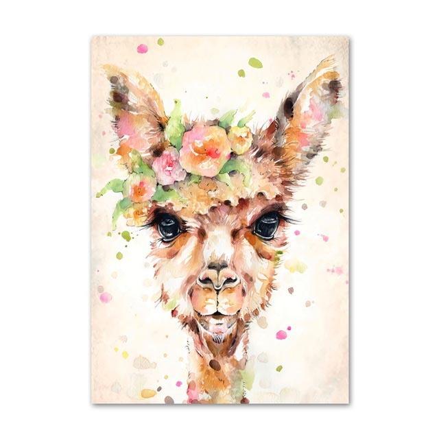 Canvas Pictures Home Decor Painting Wall Art Rabbit Fox Flamingo Prints Creative Watercolor Nordic Poster Modular Living Room No Frame