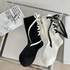 Cotton Japanese JK Bow Socks Thickened Comfortable Cute Warm Socks Black White Versatile Strap Bow Tie Stockings