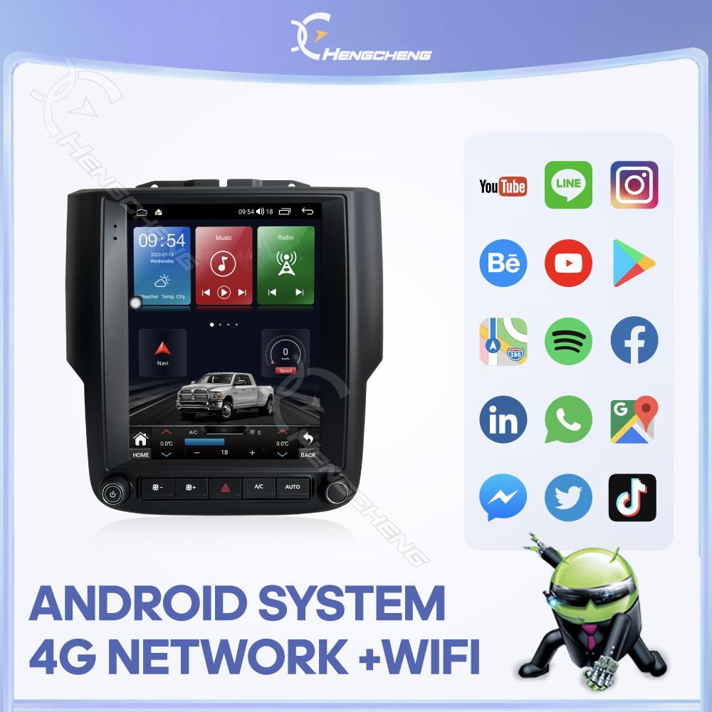 10.4 "Car Multimedia Video Player For Dodge Ram Pickup 1500 2013-2018 GPS Navigation Radio Stereo Android13 Auto Carplay 4G WiFi