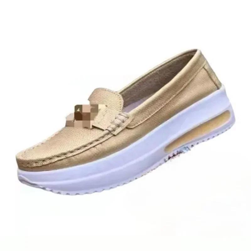 New 2025 Women'S Fashion Round Toe Non-Slip Thick Soled Vulcanized Shoes Woman Daily Casual Comfortable Walking Sports Shoes