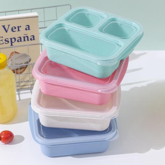Lunch Box Portable Three-Compartment Food Storage Container Dust-Proof Reusable Storage Box