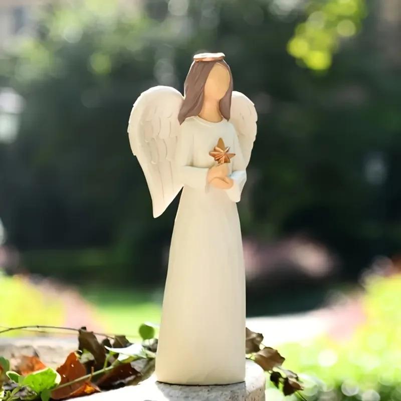 Resin Ornament Girl Holding Horse Statue Angel Home Decor Desktop Decoration Handmade Craft Gift for Collectors Figurine