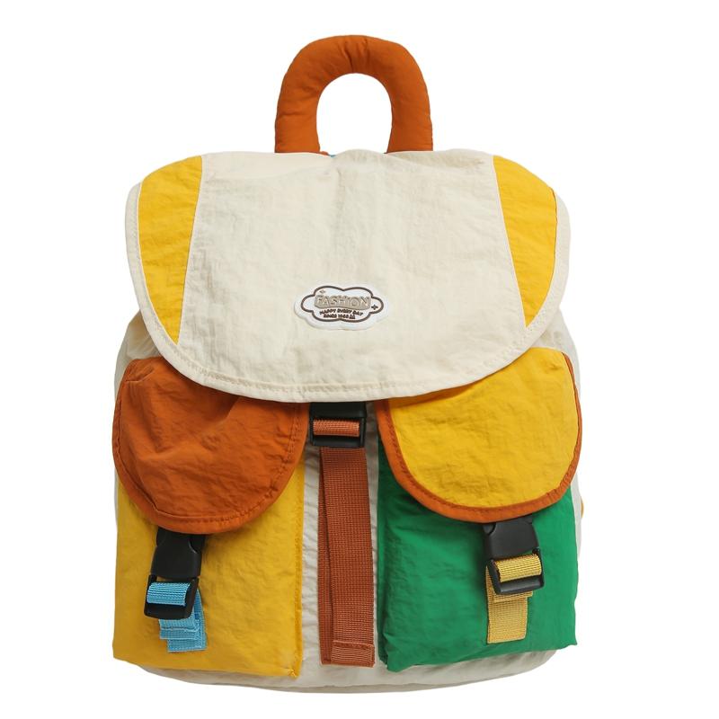 Contrast Color Backpack Stitching Student Schoolbag Women's Lightweight Backpack
