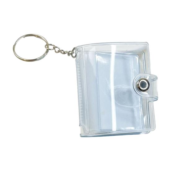 Storage Book Mini Photo Album Keychain with Snap Button Design Portable 16-24 Photo Capacity