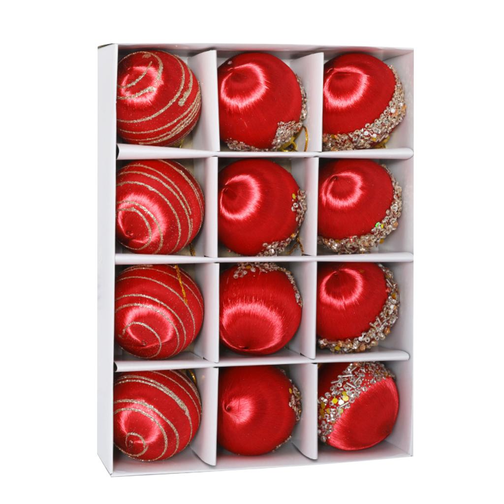 6cm 12pcs Painted Colored Sticky Christmas Ball Set Boxed Christmas Decorations Christmas Tree Ornaments