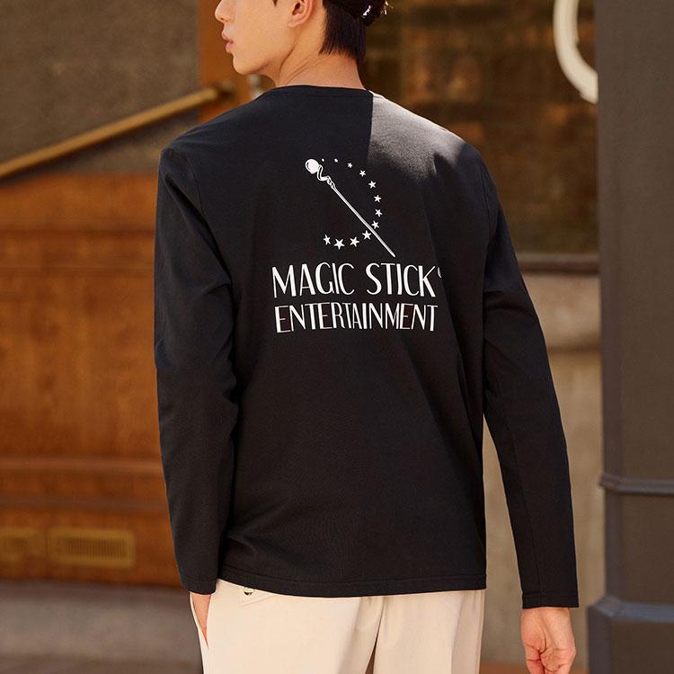 FILA Fw22 Round Neck Simple Casual Comfortable Long Sleeve T-Shirt Men Tops Black F11M249212F-BK