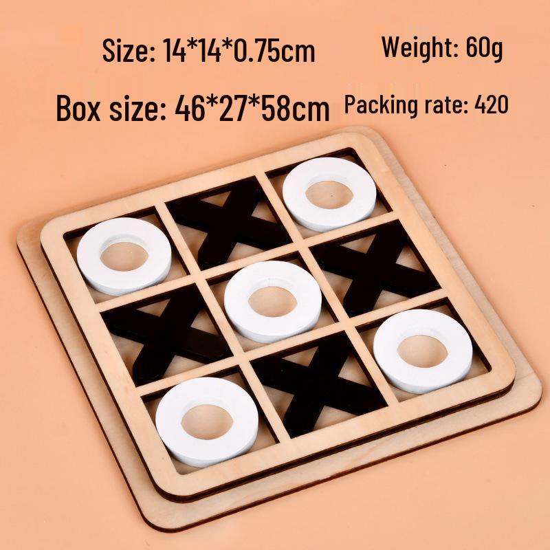 XO Wooden Chess and Tic-Tac-Toe Set: Double Player, Parent-Child Educational Toy for Kindergarten.