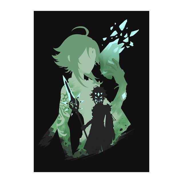 Rám z masivního dřeva videohra Genshin Impact Decoration Nástěnná malba Anime Obrázek Postava Plakát Obraz na plátně Dětský pokoj Tisky pro moderní domácí dekorace