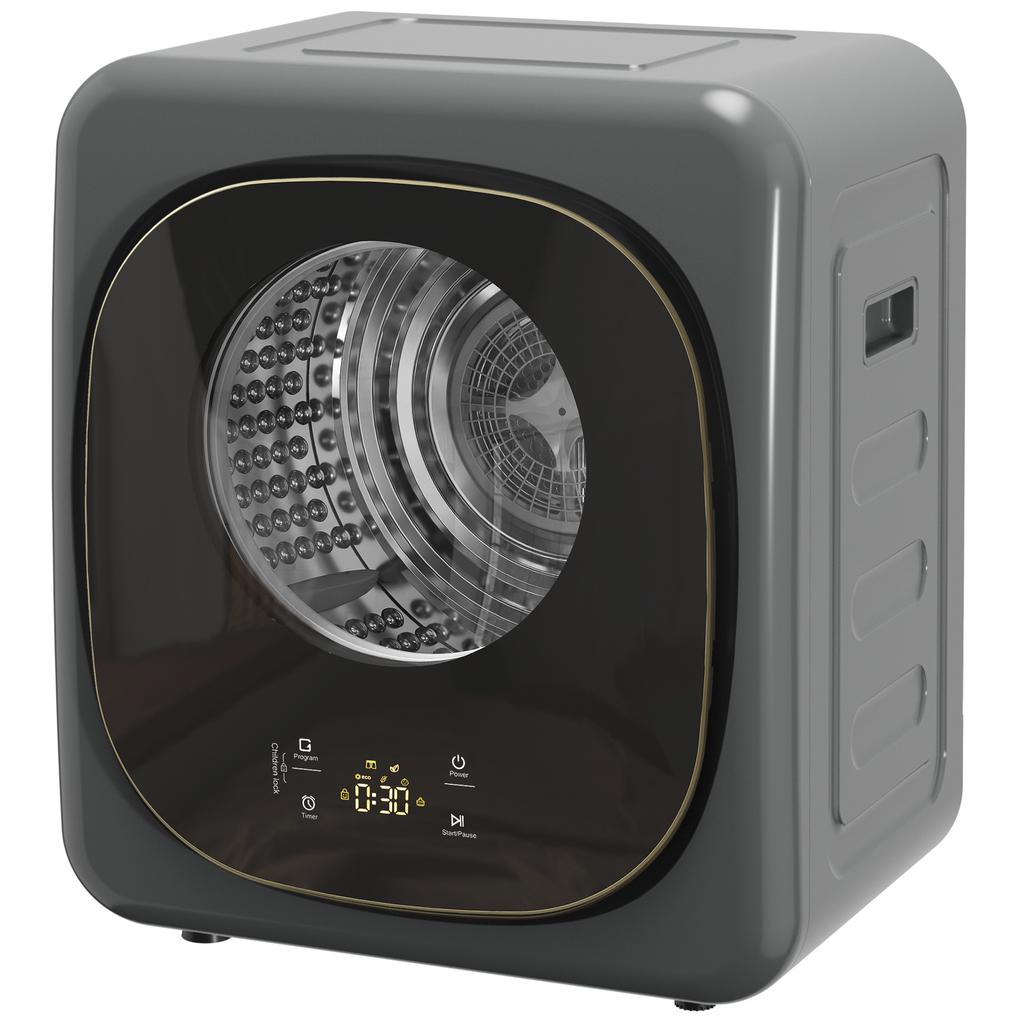 4kg Vented Tumble Dryer with 5 Drying Mode, 800W Compact Freestanding Front Tumble Dryer Grey