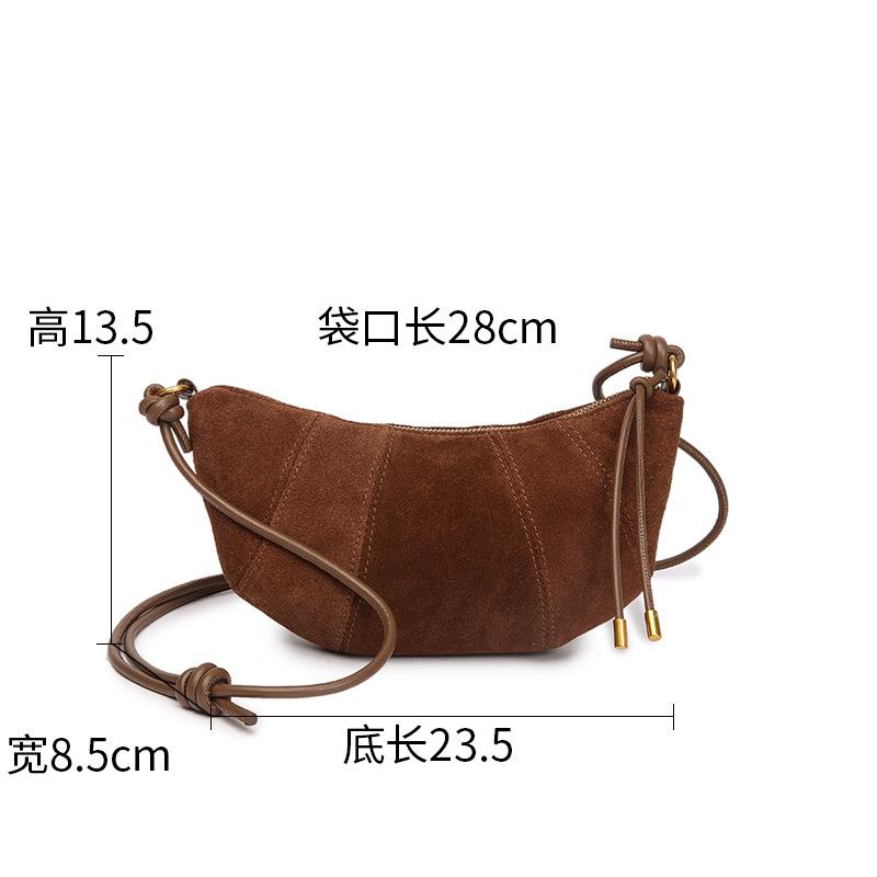 Genuine leather women's bag 2025 new vintage frosted cowhide dumpling bag, high-end fashion versatile shoulder bag and crossbody bag