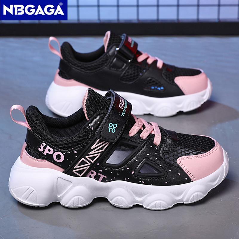 Sport Kinder Mädchen Schuhe Atmungsaktiv Schule Kinder Casual Schuhe Weiche Sohle Schwarz Rosa Rutschfeste Kinder Laufschuhe