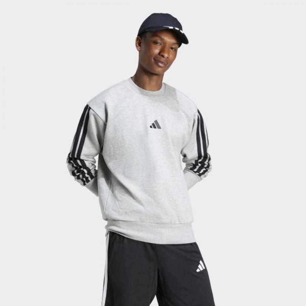 Adidas Essential 3 Stripe Fleece Sweatshirt