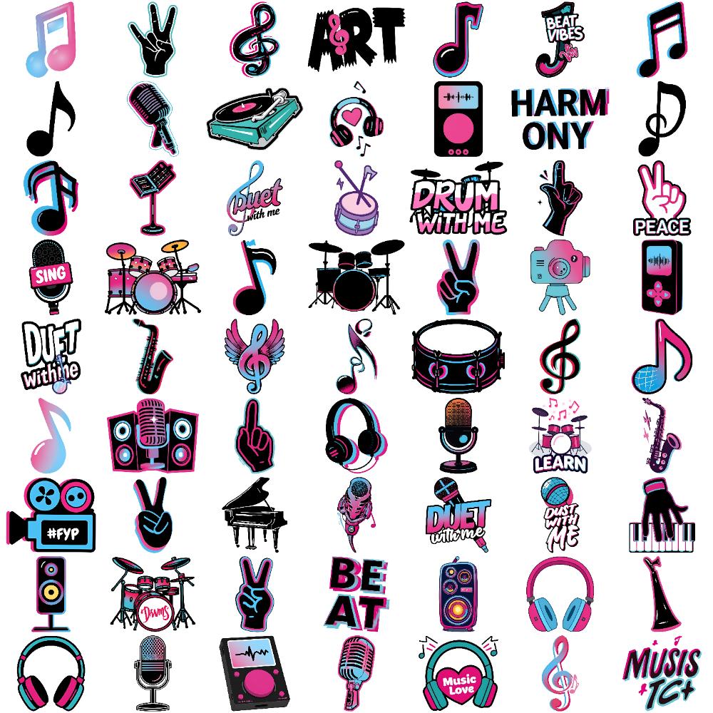 63pcs Temporary Tattoo Retro Stickers Waterproof Long-lasting Body Stickers Music Icons Temporary Tattoo Stickers For Girls
