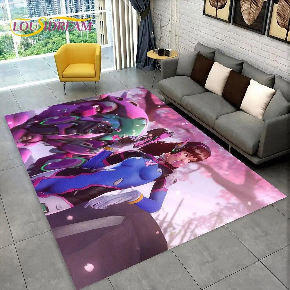 Overwatch Game Gamer DVA  Area Rug,Carpet Rug for Home Living Room Children's Bedroom Sofa Doormat Decor,kids Non-slip Floor Mat