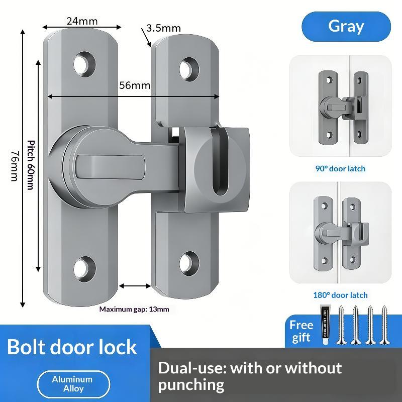 90 180 Degree Flip Door Lock Home Security Sliding Door Latch Aluminum Alloy Anti Theft Small Gate Latches Household Hardware