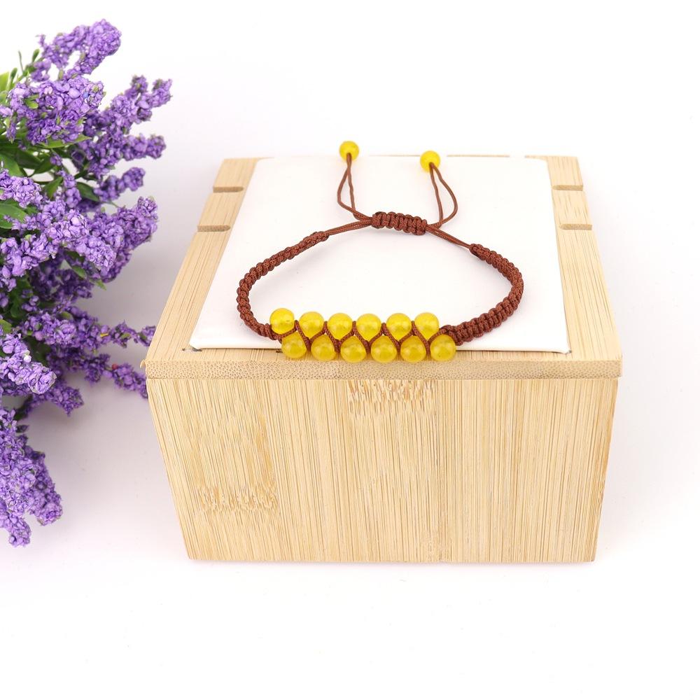 Bohemian Hand-Woven Round Bead Natural Stone Crystal Double Row Woven Couple Bracelet B102