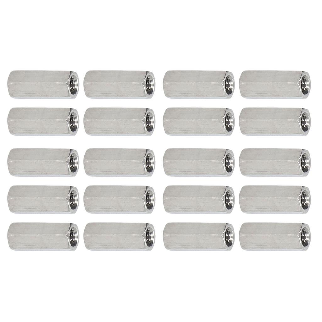 20Pcs Hex Coupling Nut 304 Stainless Steel Rust Proof Female Thread M5 Connector Nut Silver
