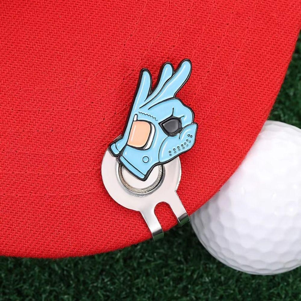 Cartoon Pattern Golf Cap Clip OK Sign Golf Hat Marker Creative Golf Ball Mark  Baseball Cap Clips