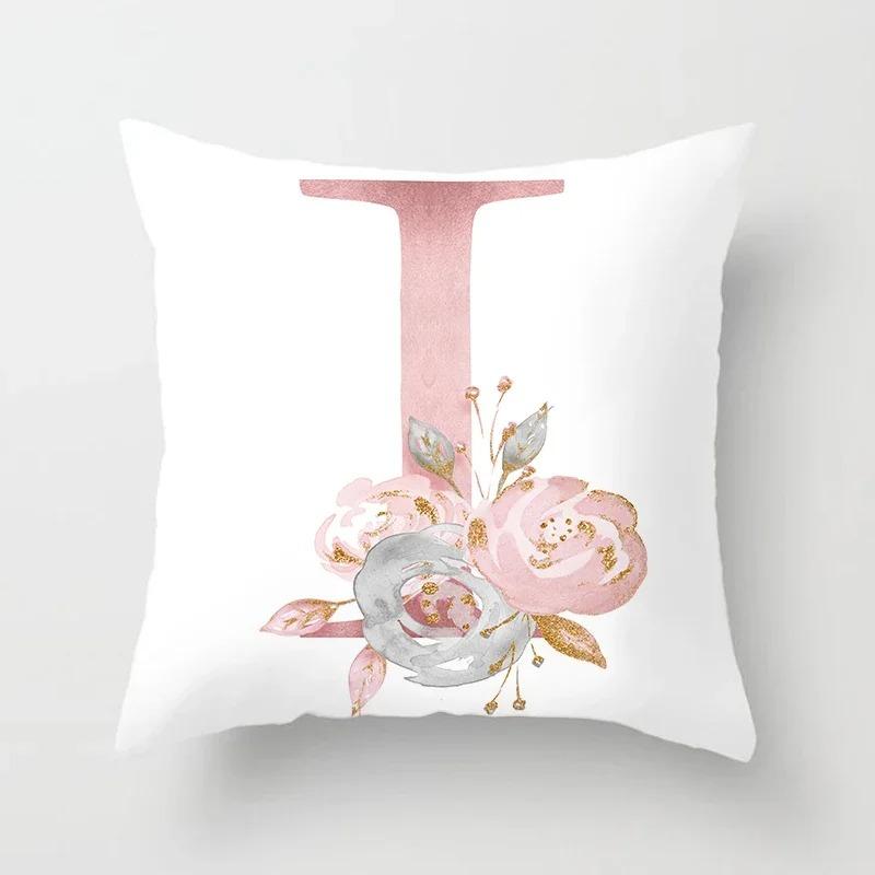 Sweet Pink Pillowcase Decoration 26 Letters Pillowcase Pillowcase Car Cushion Cover Home