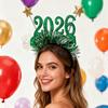 2026 Glitter Headband for New Years Eve Christmas Party Hair Accessory with Stars Festive Countdown Celebration Headwear