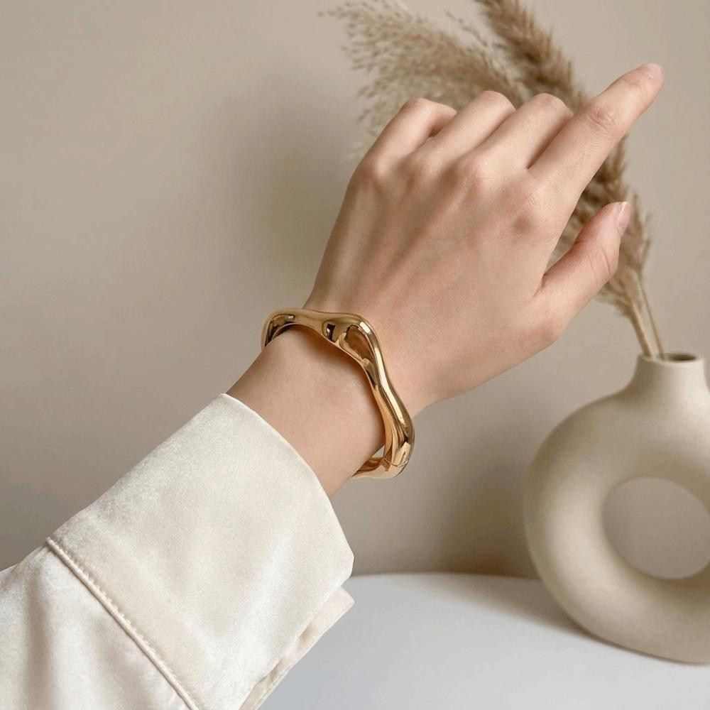 Zinc Zinc Zinc Alloy Metal Bracelet Geometry Wide Side Bangle Retro Open Bangle Gift