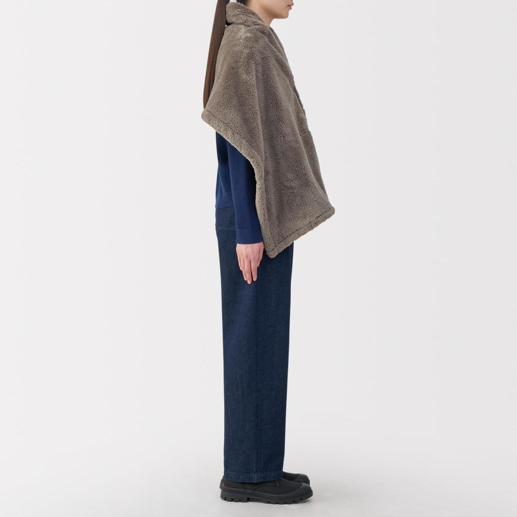 MUJI Recycled Polyester Warm Boa Unisex Mocha 45 x 160cm Cape, Adult, DDD11A5A, Brown,