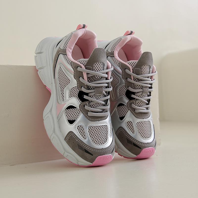 Women'S Summer  Silver Pink Dad Sneakers Breathable Casual Running Oes Lightweight Thi Bot Sports Oes