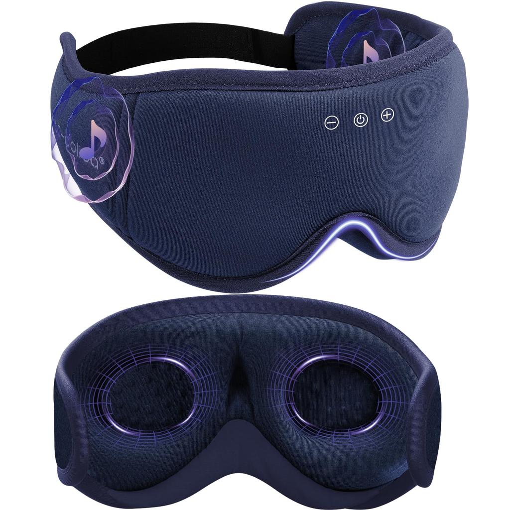Sleeping Eye Bamboo Fabric 3D Eye Covers USB Light Restful Travel Includes Carrying Navy Blue LC-dolida Mask, Mask, Ears, Rechargeable, Blocking,