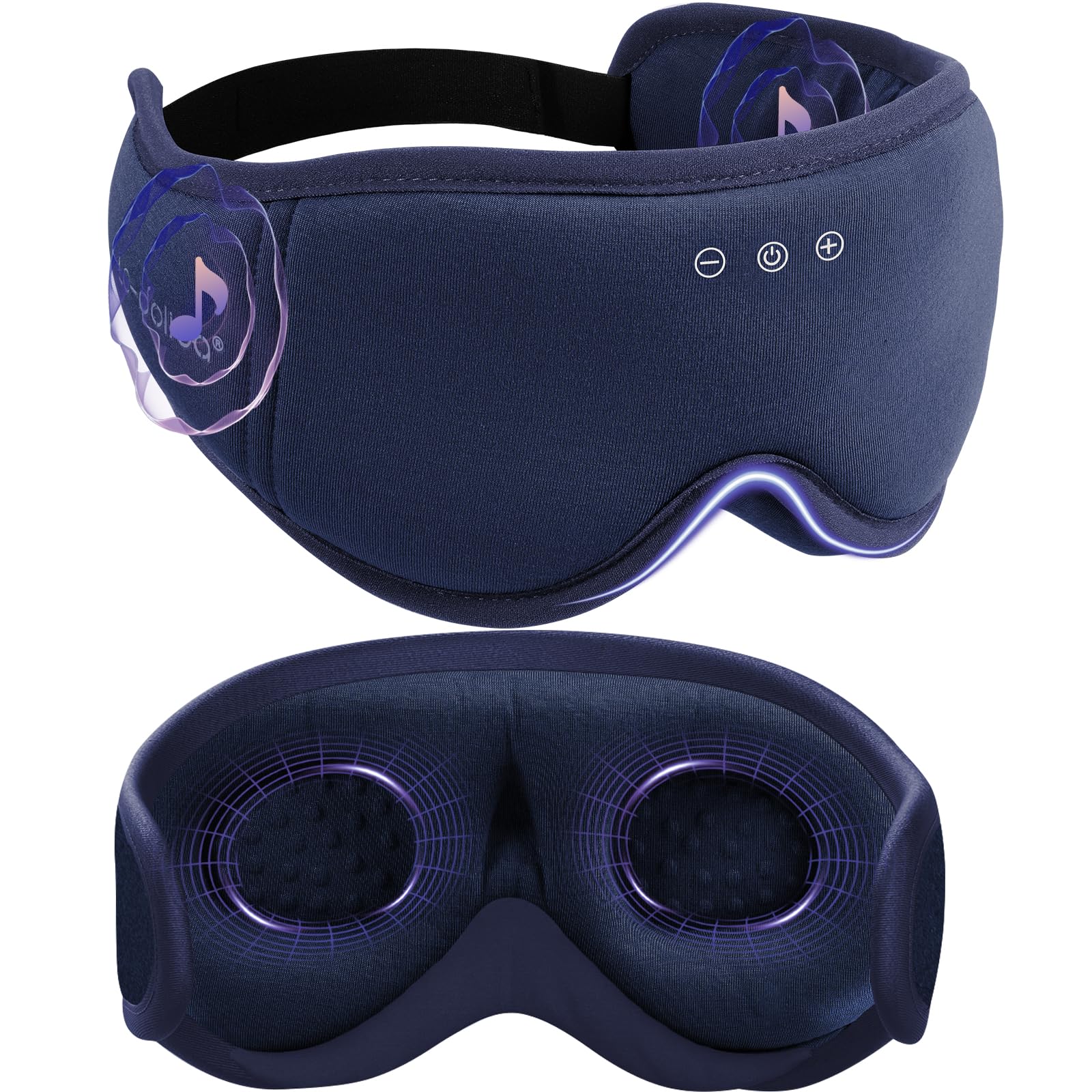 

Маска для сна из бамбуковой ткани 3D, USB-подсветка, для спокойного сна в путешествии, в комплекте чехол для переноски, темно-синяя маска LC-dolida, маска, уши, перезаряжаемая, блокирующая свет,