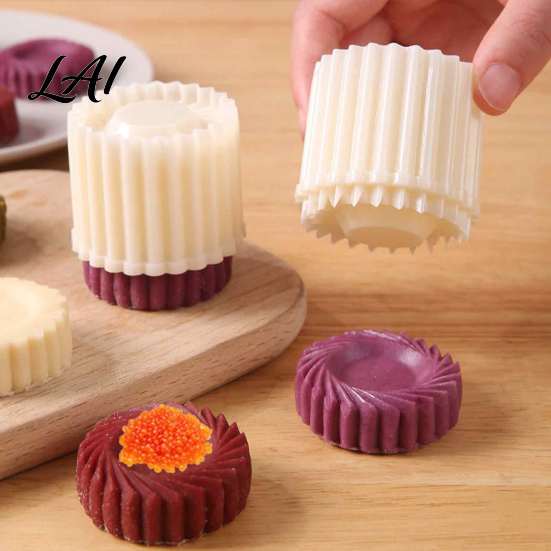 Detachable Dough Press Sunflower Pattern Round Mooncake Mold Hand Double Ended Plastic Pastry Easy Clean Baking Tool Embosser for Homemade