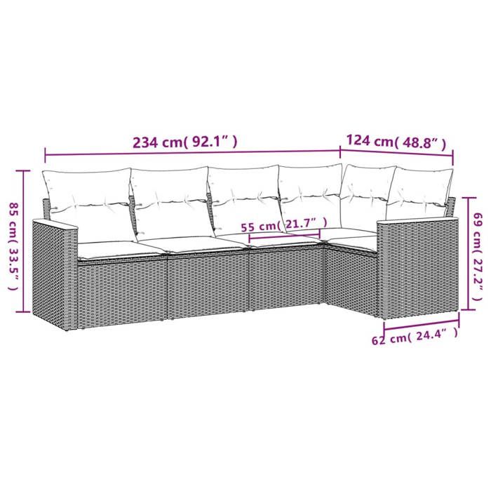 VidaXL Garden Lounge Set with Cushions 5 Pcs, Patio Sofas, Patio Furniture Set, Outdoor Furniture, Beige 3225946